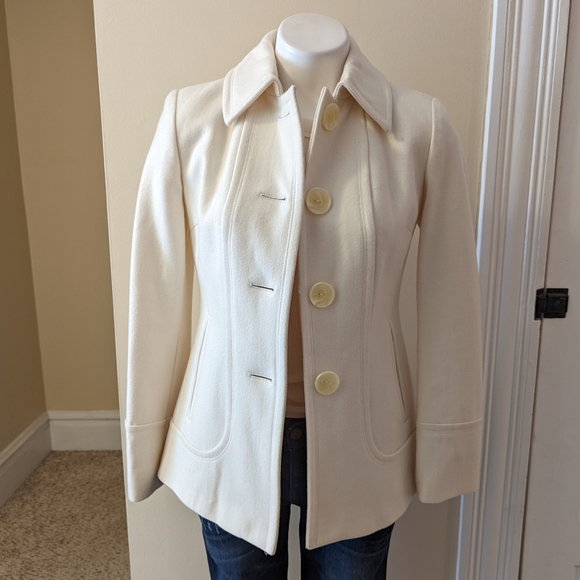 Jason Kole cream wool blend winter coat size XS petite - Picture 2 of 7